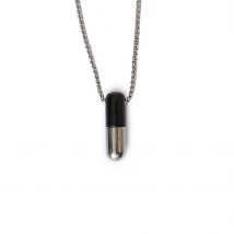 Black Silver Capsule Locket for Men