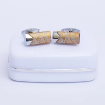 Silver Gold Bar Cufflinks for Men