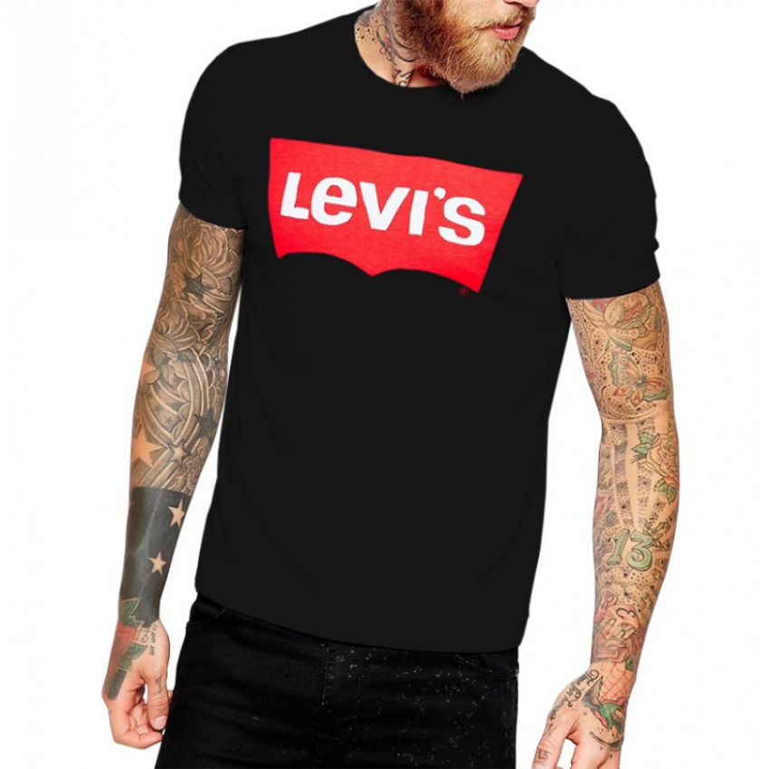 Black Levis Printed Cotton T shirt for Men
