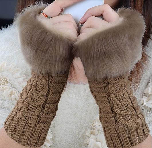 Knitted Fingerless Winter Gloves for Ladies