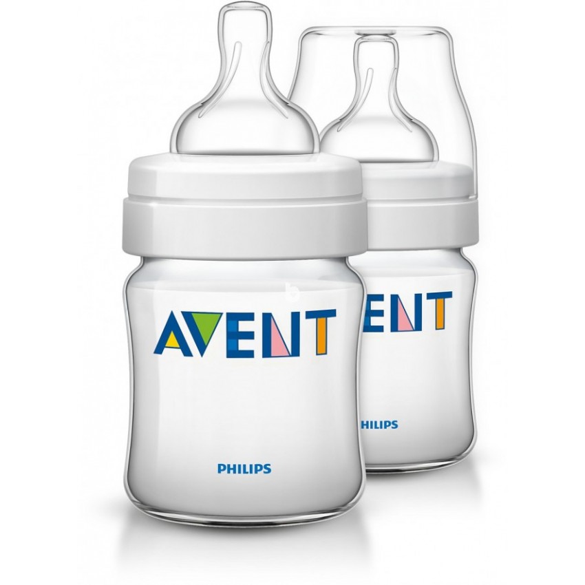 Philips AVENT Baby Bottle 2 Classic bottles 4oz/125ml Newborn flow nipple