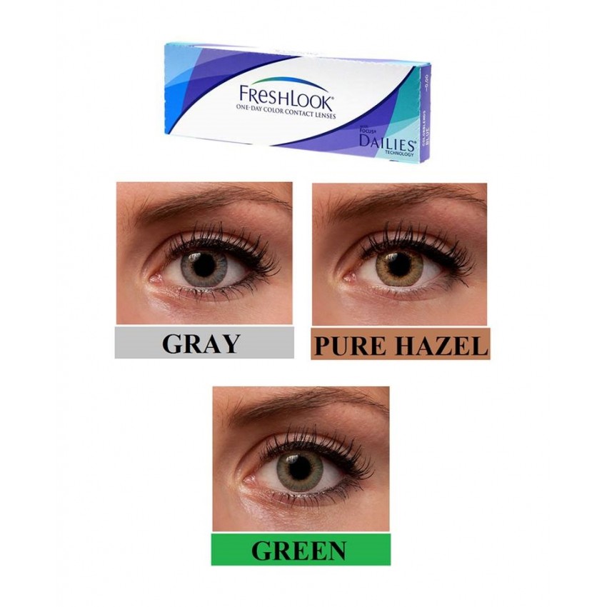 pack of 3 pairs freshlook one day lenses grey green and hazel pack of 3 pairs freshlook one day lenses grey green and hazel